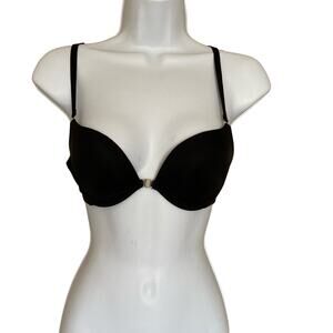 La Isla Extreme Cut Low Plunge Push Up Bra With Deep Plummeting Neckline 32B NEW